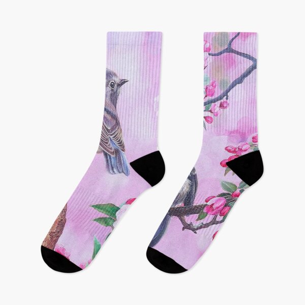 Item preview, Bird Couple Floral On Pink designed and sold by MobertsonArt.