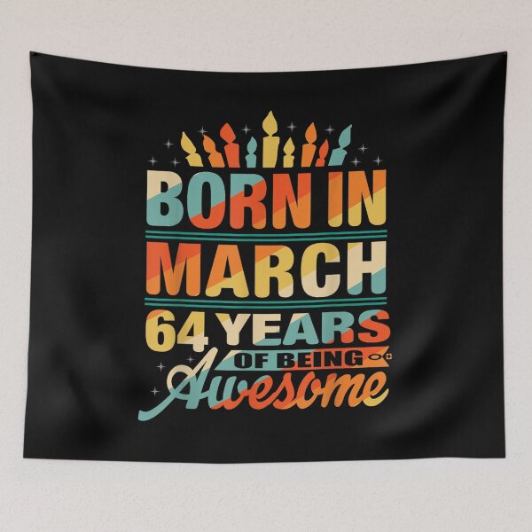 Item preview, March 1958 64 Year Old 64th Birthday Gifts Candle Graphic  designed and sold by bessiey23.