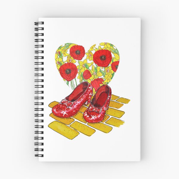 Aperçu de l'œuvre Chaussons Rouge Rubis Et Coeur Coquelicots Rouges Route De Briques Jaunes Aquarelle créée et vendue par Irina Sztukowski.