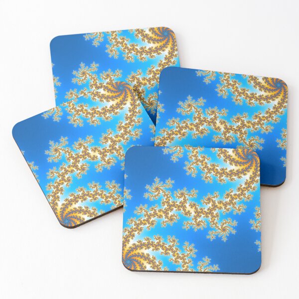 Item preview, Blue and Orange Fractal Spirals on Sky Blue Background designed and sold by ThePaintingRat.