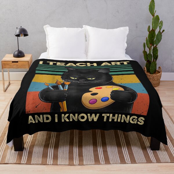 Item preview, I Teach Art And I Know Things Art Teacher Black Cat Lover  designed and sold by bessiey23.