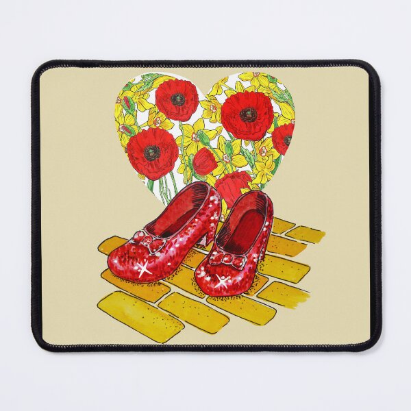 Item preview, Ruby Red Slippers And Heart Of Red Poppies Daffodils Yellow Brick Road Watercolor  designed and sold by Irina Sztukowski.