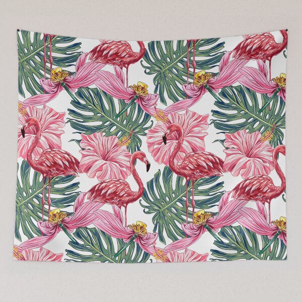 Item preview, Pink flamingo tropical flowers designed and sold by VickyCloset.