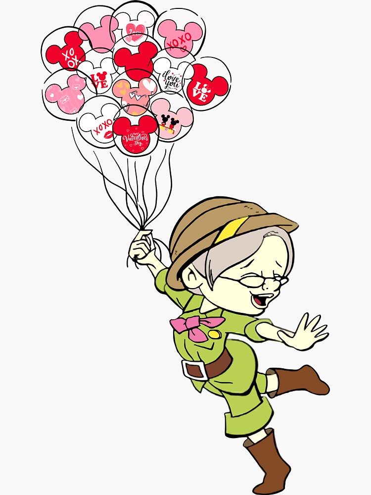 Disover Carl And Ellie Valentine's Day, Up Balloons Disney Valentine Sticker