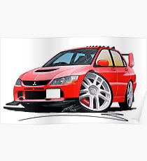 Póster Mitsubishi Evo IX Red
