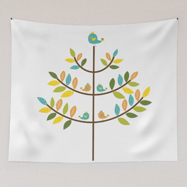 Item preview, colorful tree with cute bird designed and sold by Janjira.