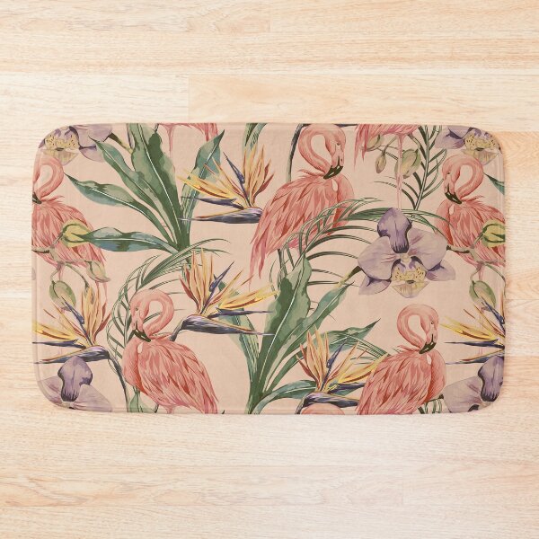 Aperçu de l'œuvre Fleurs tropicales flamants roses vintage créée et vendue par Mnightsa.