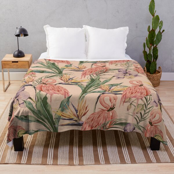 Item preview, Tropical flowers vintage flamingos designed and sold by Mnightsa.