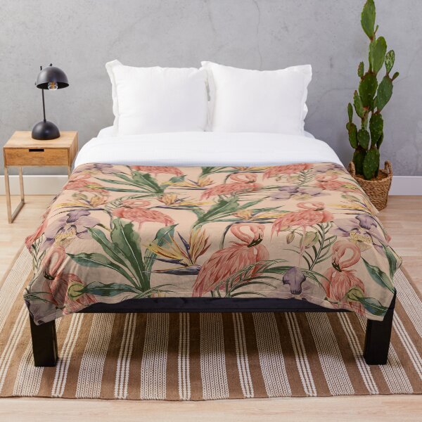 Item preview, Tropical flowers vintage flamingos designed and sold by Mnightsa.