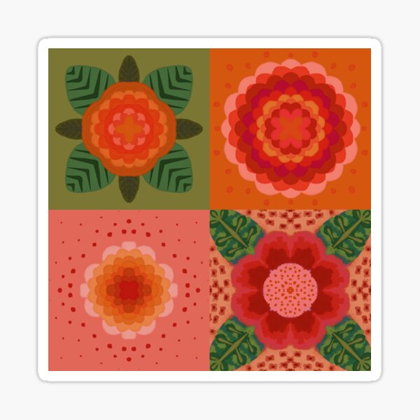 Flowers in a grid Sticker