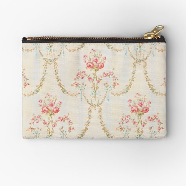 Aperçu de l'œuvre  Papier peint floral français vintage rococo avec des roses, des rubans et des arcs créée et vendue par ParisApartment.