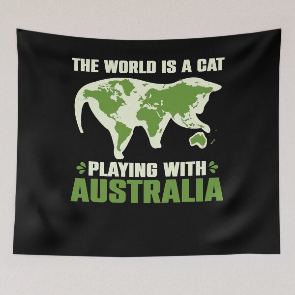Item preview, Earth Map Feline Plays With Australia Fun Cat designed and sold by Competitor387.