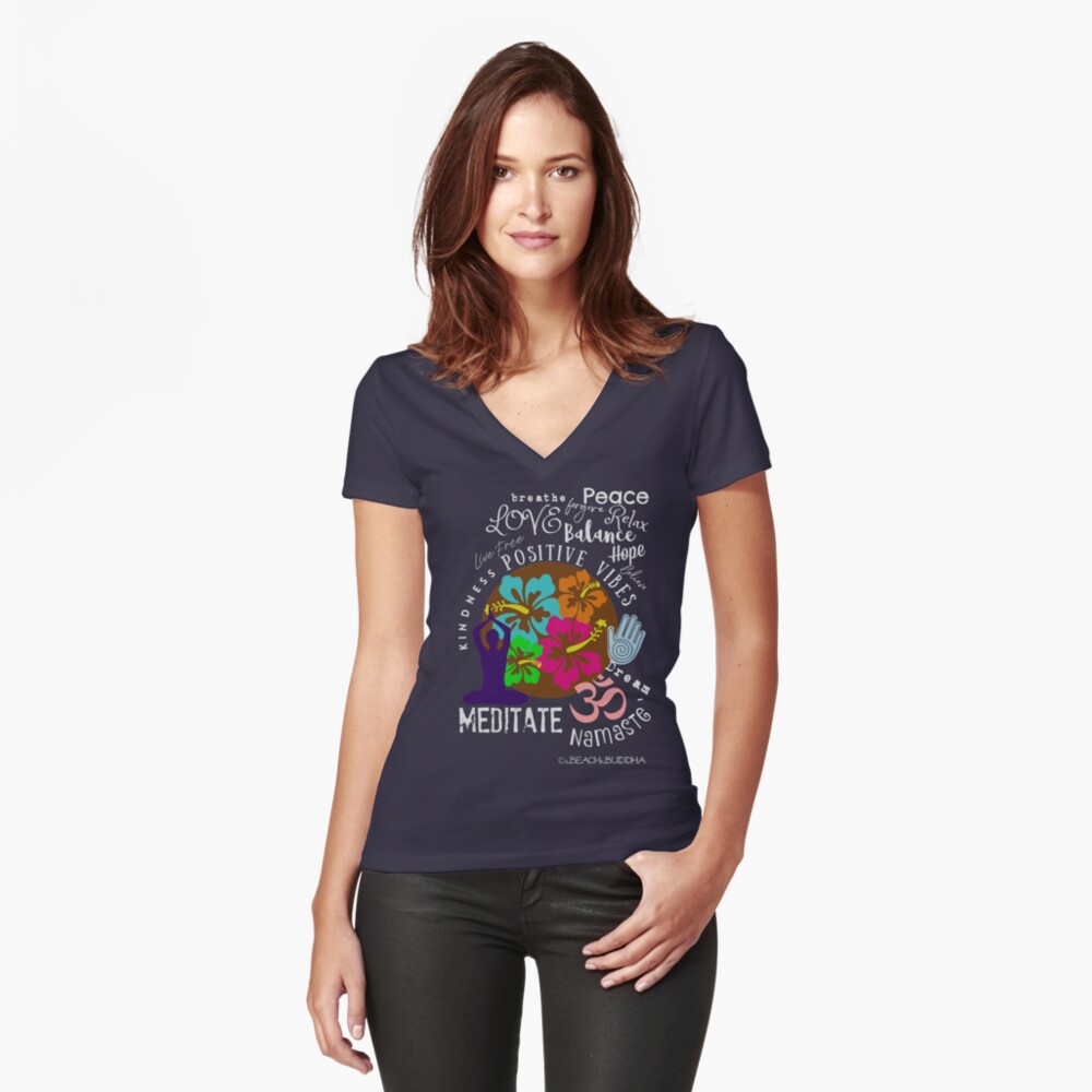 Item preview, Fitted V-Neck T-Shirt designed and sold by BeachBuddha.