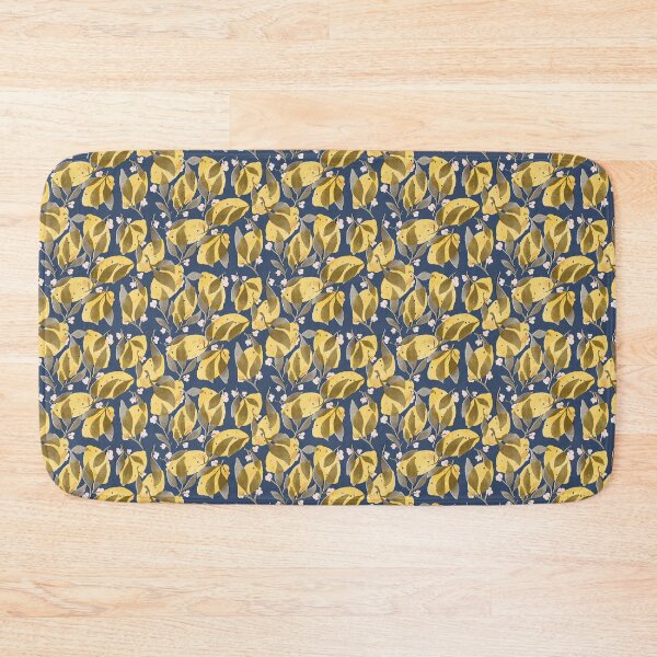 Item preview,  Risograph shining Lemon Pattern with stars.yellow gold brown on blue designed and sold by InnaMGraphic.