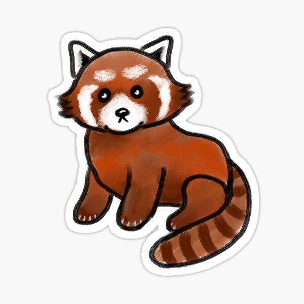 Red Panda Drawing Painting Sticker For Sale By Yellowmag Redbubble