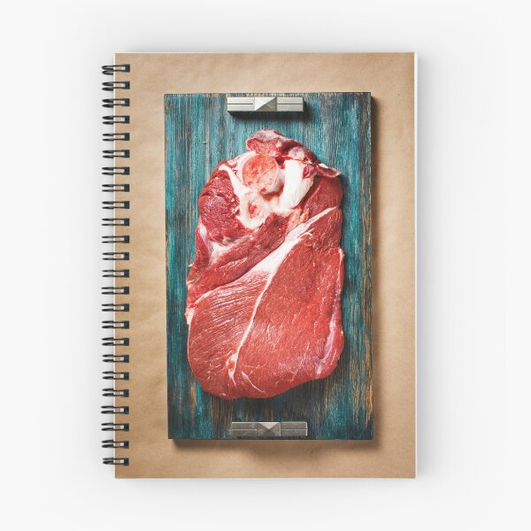 Item preview, Top view of beef red meat on rustic tray designed and sold by dariazu.