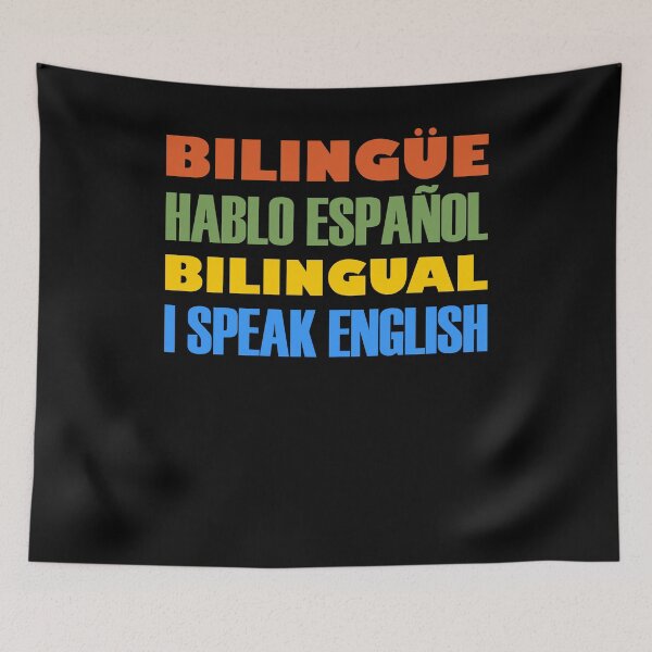 Item preview, Bilingüe, Hablo Español, Bilingual, I Speak English, Orange Green Yellow Blue Text designed and sold by artfulnotebook.