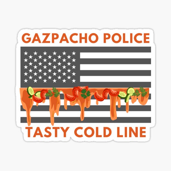 Vista previa del artículo con la obra «Policía Gazpacho: Sabrosa Línea Fría», diseñado y vendido por CheekyGrace.