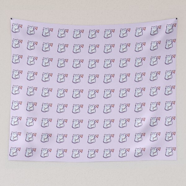 Item preview, Blue Cat With Warning Sign designed and sold by DreamiCloud.