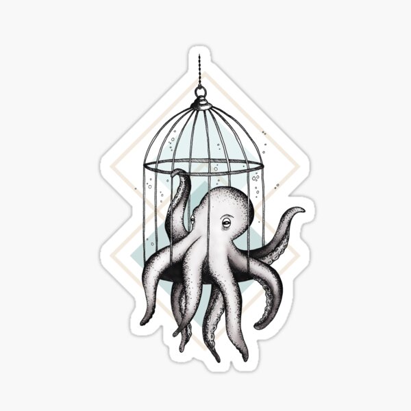 Black Octopus Stickers Redbubble - white awsome octopus roblox