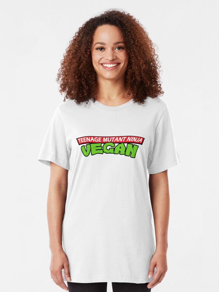 Alternate view of Teenage Mutant Ninja Vegan! Slim Fit T-Shirt