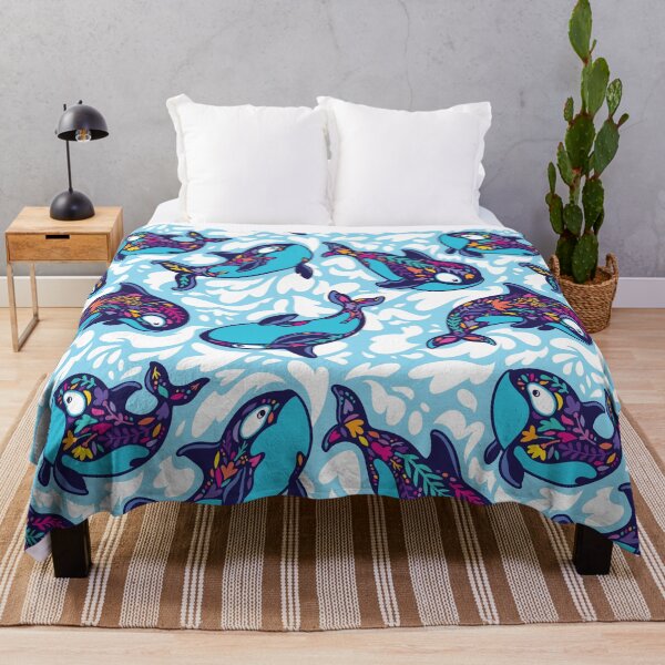 Item preview, Floral Orca Whales designed and sold by PenguinHouse.