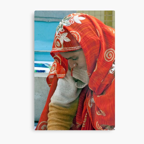 Bright Red Veil Metal Print
