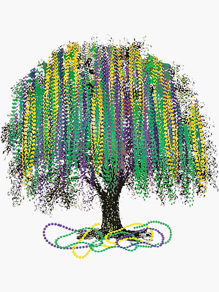 Mardi Gras Tree Watercolor Mardi Gras Bead Tree New Orleans Sticker By Susanhai Redbubble 8088