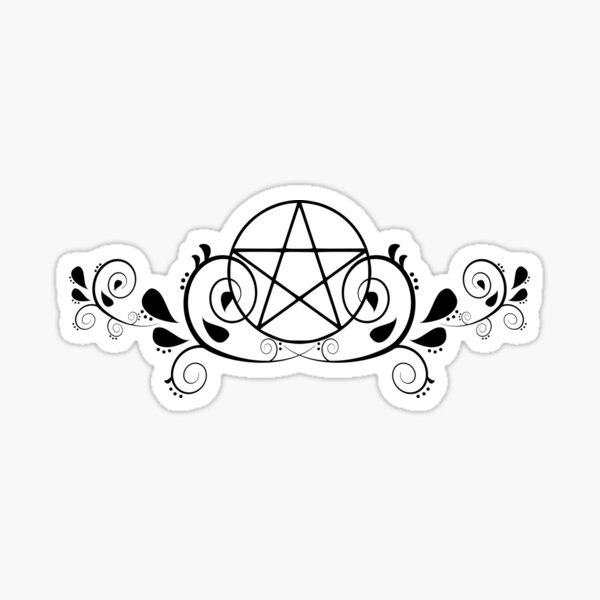 Black Pentacle Swirl Design Sticker