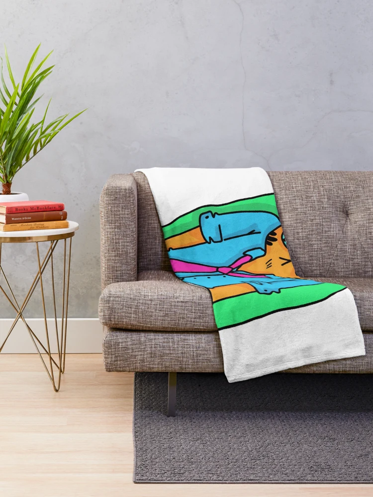 Thumbnail 2 of 6, Throw Blanket, overworked cat designed and sold by Childish by Design.