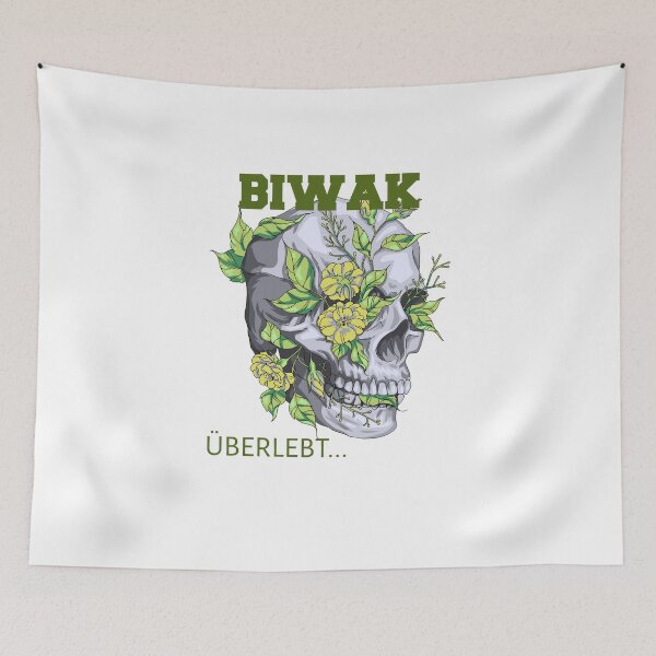 Item preview, Skull with flowers bivouac survives green designed and sold by JanooFactory.