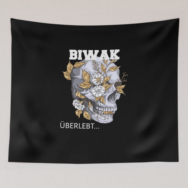 Item preview, Skull with flowers bivouac survives white designed and sold by JanooFactory.