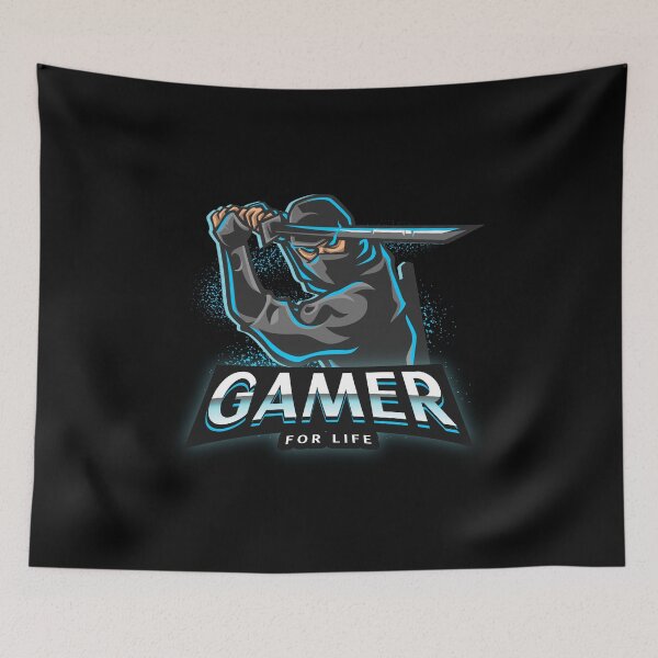 Item preview, Gamer for Life with Ninja holding a Sword designed and sold by PRIVARSHU.