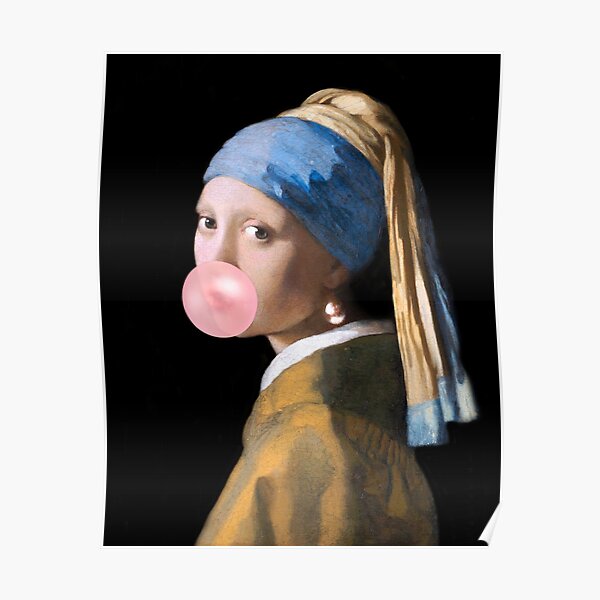 "Bubblegum Famous Girl With a Pearl Earring Print,Bubble Gum Wall Decor