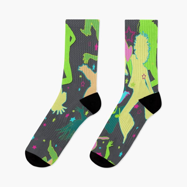Item preview, Dancing People Air Guitar Retro Vintage Pattern Print Style Neon Pink Green designed and sold by Shayna Westfall.
