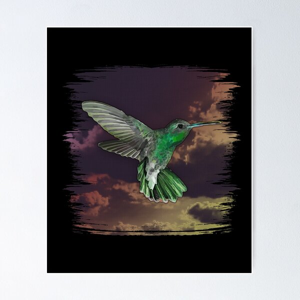 Item preview, Green Hummingbird Clouds Colorful Humminbird Bird designed and sold by 2blackcherries.