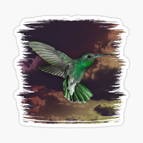 Item preview, Green Hummingbird Clouds Colorful Humminbird Bird designed and sold by 2blackcherries.