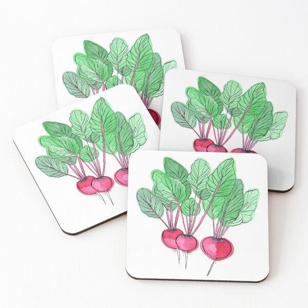 Item preview, Radishes illustration in ink and watercolour designed and sold by Paper Den.