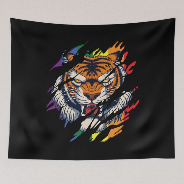 Item preview, Bengal Tiger LGBT Gay Pride Tiger Scratch Tear designed and sold by retrodesigner14.
