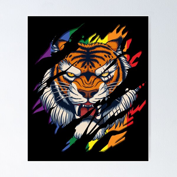 Beautiful, affordable scratchboard art print- Tiger