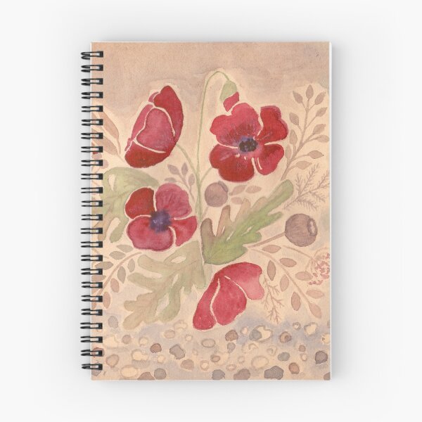 Item preview, Watercolor poppies on old paper .  designed and sold by fuzzyfox.