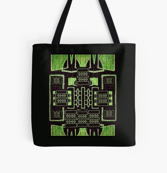 "House of the Mansa" - Green African Ethnic Contemporary Abstract Mudcloth Tribal Art Designs All Over Print Tote Bag