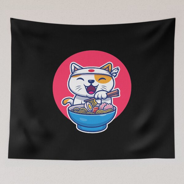 Item preview, Cute And kawaii Cat Eating Ramen - Funny japan Cat Gift For Ramen And Noodles Japan food lovers designed and sold by Diferenty Shop  ⭐⭐⭐⭐⭐.