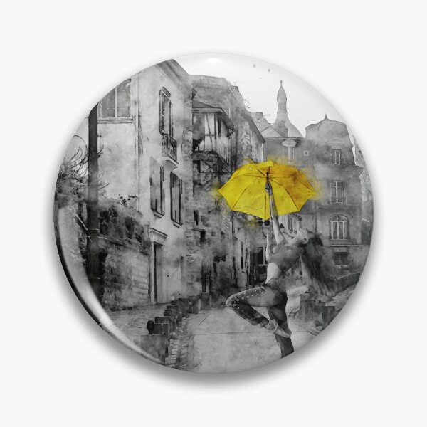 Item preview, Watercolor Design of a Ballerina dancing with a Yellow Umbrella somewhere in Paris designed and sold by M-Infinite.