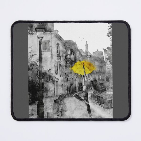 Item preview, Watercolor Design of a Ballerina dancing with a Yellow Umbrella somewhere in Paris designed and sold by M-Infinite.