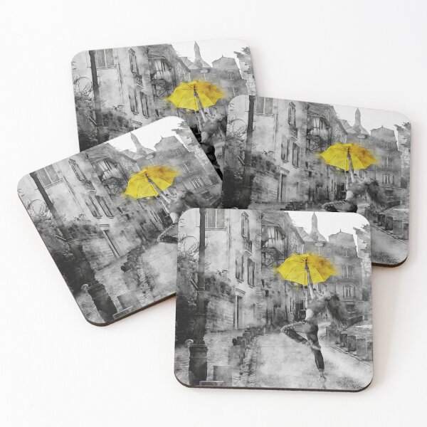 Item preview, Watercolor Design of a Ballerina dancing with a Yellow Umbrella somewhere in Paris designed and sold by M-Infinite.