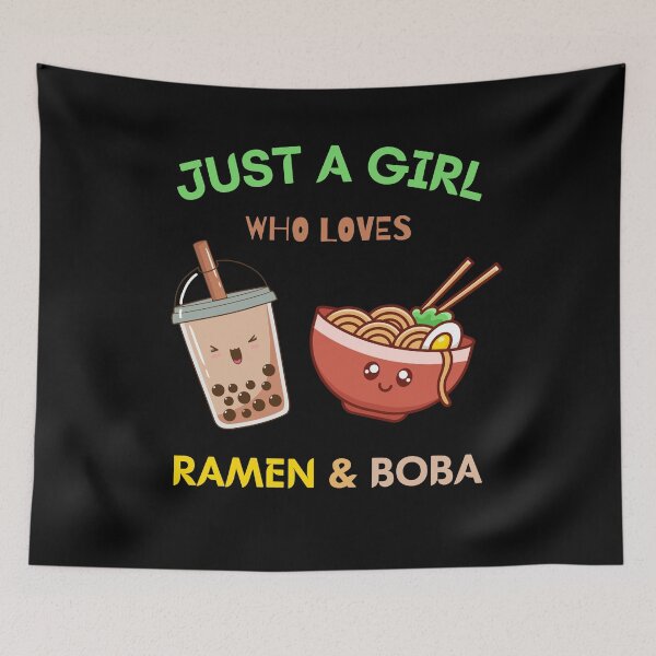 Item preview, Just A Girl Who Loves Ramen And Boba - Funny And Kawaii Quote Gift For Girl Who Loves Ramen And Noodles. Boba Japan food lovers designed and sold by Diferenty Shop  ⭐⭐⭐⭐⭐.