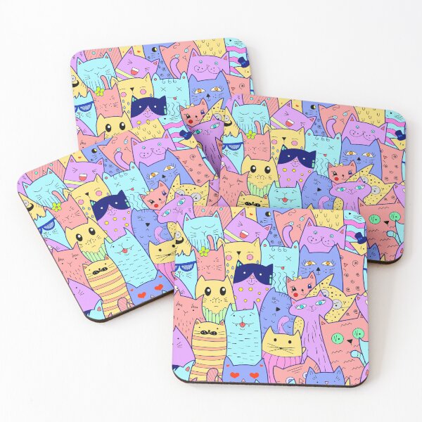 Item preview, Colorful Cute Cat Doodle Pattern designed and sold by quinellie.