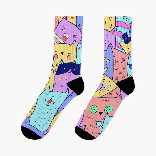 Item preview, Colorful Cute Cat Doodle Pattern designed and sold by quinellie.
