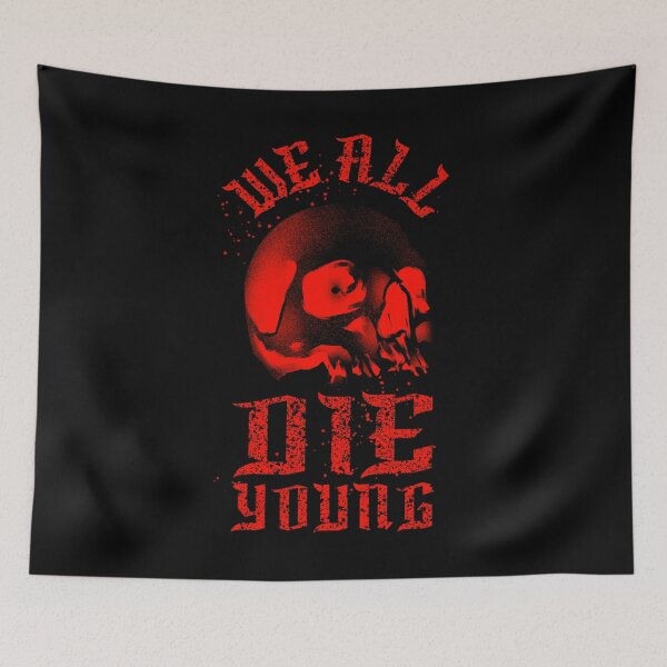 Item preview, We All Die Young Demonic Skull Gothic Style Motorcycle Graphic designed and sold by GO SHIRT-TEE.